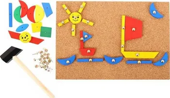 Dřevěná hračka Bigjigs Toys Kreativní deska přibíjení tvarů