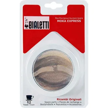 Náhradní díl pro kávovar Bialetti těsnění a sítko pro hliníkové kávovary na 12 šálků – Náhradní díly pro dokonalou přípravu kávy. Bialetti těsnění a sítko pro hliníkové kávovary na 12 šálků jsou nezbytnými náhradními díly pro udržení perfektní funkčnosti vašeho kávovaru. Originál