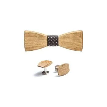 Motýlek Dřevěný pánský motýlek Coloo a dřevěné manžetové knoflíčky Coloo Cuff s doživotní zárukou a možnosti výměny či vrácení do 30 dnů zdarma - MBT122-MC117
