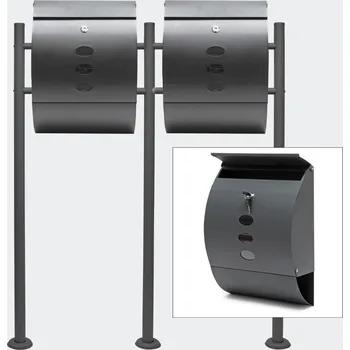 Železářství Dvě poštovní schránky se stojanem a držákem na noviny