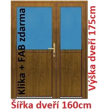 Vchodové dveře Dvoukřídlé vchodové dveře plastové Soft 1/2 sklo 160x175 cm - Akce!