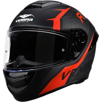 Helma na motorku Vemar Hurricane Revenge černá matná/šedá/červená