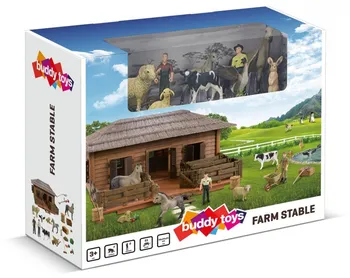 domeček pro figurky Buddy Toys Farma stáj a zvířata s velkým příslušenstvím