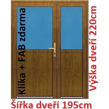 Vchodové dveře Dvoukřídlé vchodové dveře plastové Soft 1/2 sklo 195x220 cm - Akce!