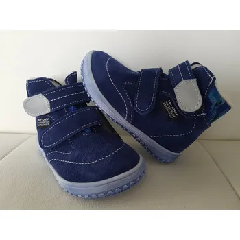 Dívčí kozačky Jonap zimní kožené barefoot boty s membránou B5 modrá-maskáč 20