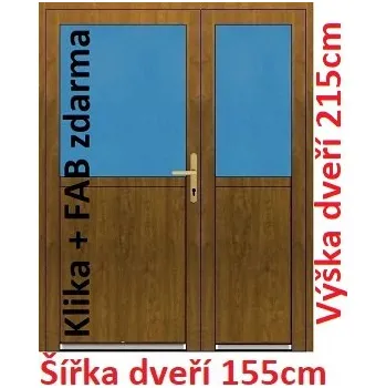 Vchodové dveře Dvoukřídlé vchodové dveře plastové Soft 1/2 sklo 155x215 cm - Akce!