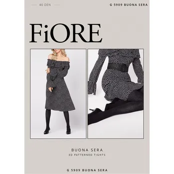 Dámské punčochy Punčochové kalhoty 40den Fiore BUONA SERA black-white,černo-bílé