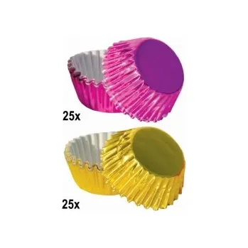 Cukrovinka Košíčky 25 x 17 mm - Zlaté a fialové / 50 ks