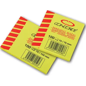 Samolepící bloček Concorde Samolepící bloček 2 x 100 ks žlutý
