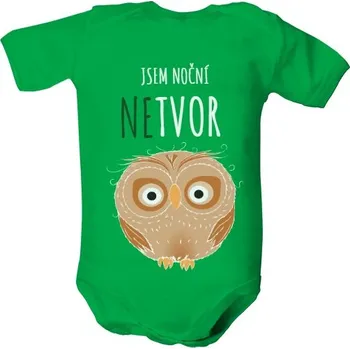 Kojenecký body Dětské body s potiskem Jsem noční (ne)tvor - zelené dětské