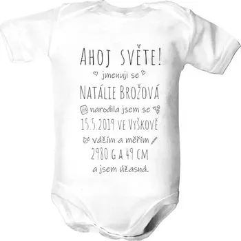 Kojenecký body Dětské body s potiskem Památeční body pro holčičku dětské