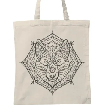 Nákupní taška unisex s potiskem Mandala vlk - taška