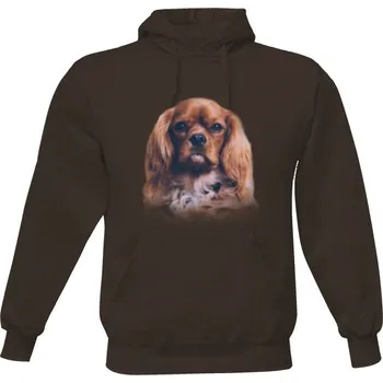 Pánská mikina Pánská mikina s kapucí s potiskem Kavalír King Charles Španěl pánské