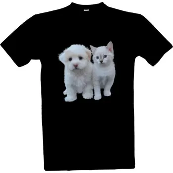 Pánské tričko Tričko s potiskem Štěně s kotětem pánské