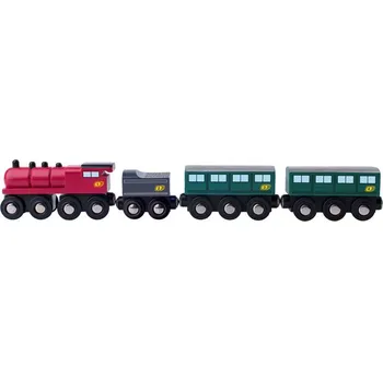 Vláček a vláčkodráha Woody Parní lokomotiva s uhlím a osobními vagony