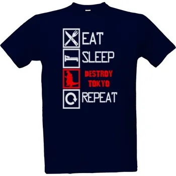 Tričko s potiskem "EAT SLEEP GODZILLA" pánské