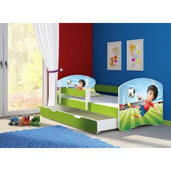 Dětsný nábytek Dětská postel - Fotbalista 2 140x70 cm + šuplík zelená