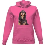 Dámská mikina s kapucí s potiskem Jezevčík králičí dlouhosrstý dámské