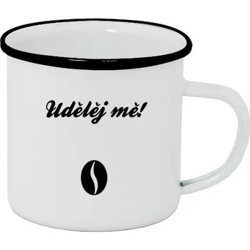 Plecháček - smaltový lem s potiskem Speciální hrnek na kávu