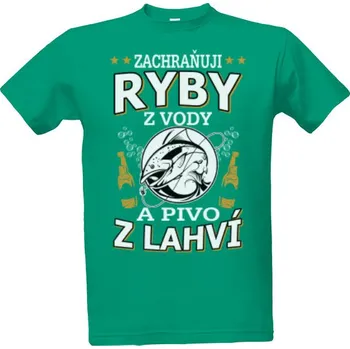 Tričko s potiskem Ryby z lahví pánské