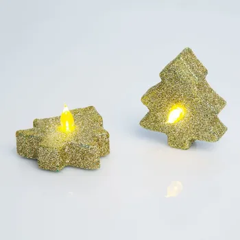 Svíčka LED svíčka stromeček 2 ks - zlatý