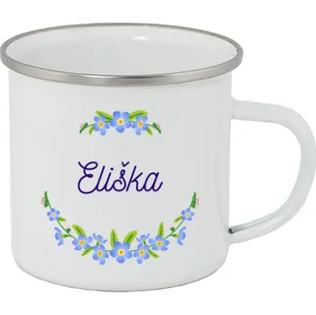 Plecháček - nerezový lem s potiskem Plecháček Eliška - pomněnky