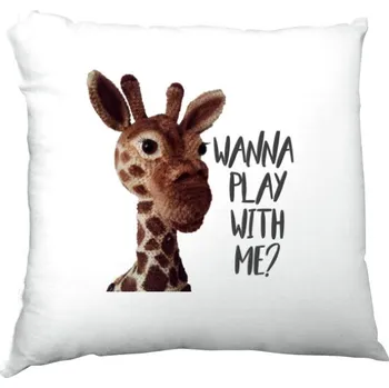 Polštář Polštář saténový s potiskem Vankúš žirafa