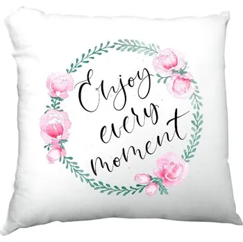 Dekorativní polštářek Polštář saténový s potiskem Pivoňkový věnec