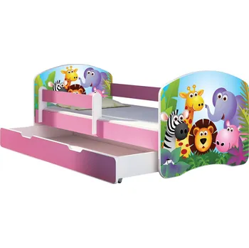 Dětsný nábytek Dětská postel - ZOO 2 140x70 cm + šuplík růžová