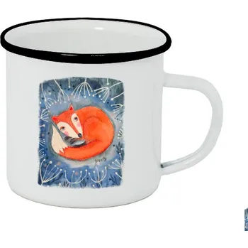 Plecháček - smaltový lem s potiskem liška v noře