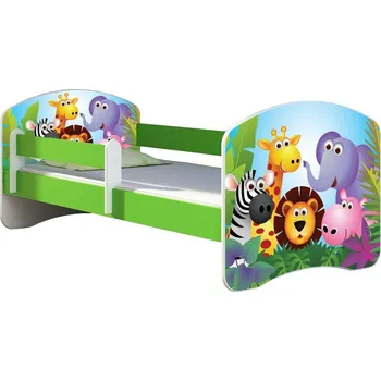 Dětská postel Dětská postel - ZOO 2 140x70 cm zelená