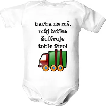 Kojenecký body Dětské body s potiskem Bacha na mě... náklaďák dětské