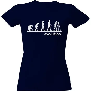 Dámské tričko Tričko s potiskem Evoluce - geodet tmavé dámské