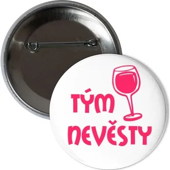 Svatební dekorace Odznáček s potiskem tým nevěsty sklenička