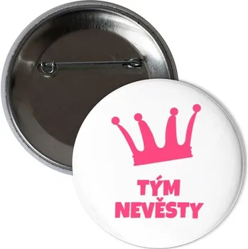 Odznáček s potiskem tým nevěsty s korunkou
