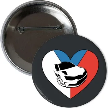 Odznáček s potiskem Placka Čeští rallyoví srdcaři