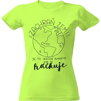 Dámské tričko Tričko s potiskem Tričko "Planeta, kde se háčkuje" dámské