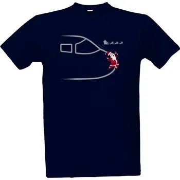 Tričko s potiskem Santa a letadlo pánské