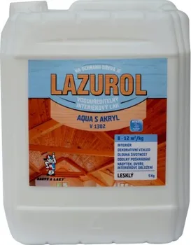 Lak na dřevo Barvy a Laky Hostivař Lazurol Aqua S V1302 lesklý 5 kg