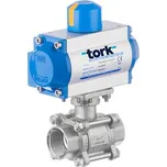 Nerezový 2-cestný kulový ventil TORK DN 50 s dvoučinným pneupohonem DA