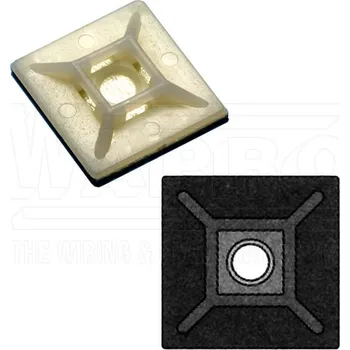 Stahovací páska WAPRO M-AS-28 (HW-4AC) samolepící (šroubovací) příchytky pro pásky do šířky 5,5mm, 28,6x28,6mm, přírodní