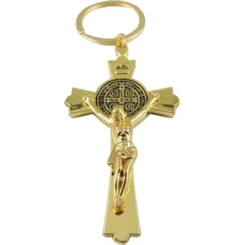 Přívěsek na klíče křížek - zlatý