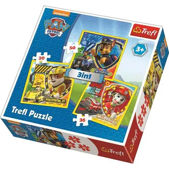 Puzzle Trefl Paw Patrol Chase Marshal Rubble 3 v 1 20, 36, 50 dílků