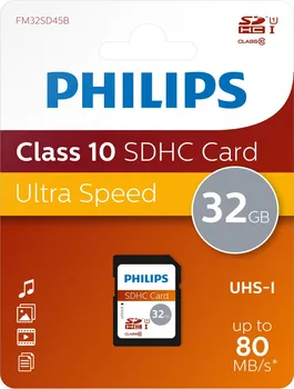 Paměťová karta Philips SDHC 32 GB Class 10 (FM32SD45B/10)