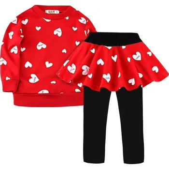 Set mikiny, legín se sukní "srdíčka" Věk: 7T, Barva: Červená