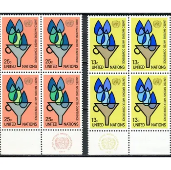 Poštovní známka (1977) MiNr. 305 - 306 ** - OSN New York - 4-bl - Konference OSN o vodě, Mar del Plata