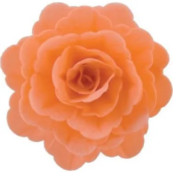 Jedlá dekorace na dort Dekorace oplatková - Růže velká 55 mm, oranžová, 3 ks