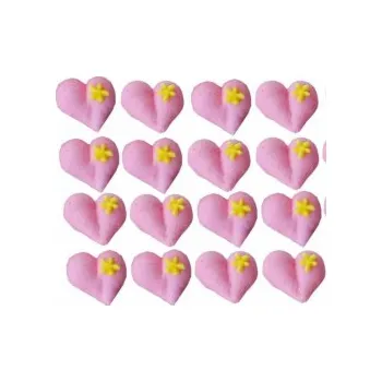 Jedlá dekorace na dort Cukrová ozdoba - SRDÍČKA RŮŽOVÁ