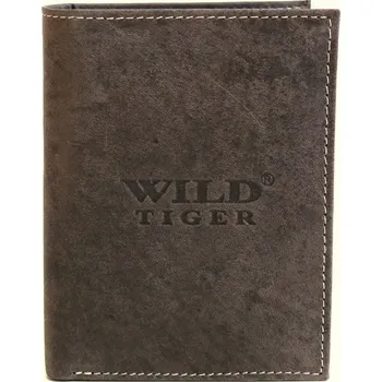 Tmavěhnědá pánská kožená peněženka Wild Tiger (AM-28-123) na výšku