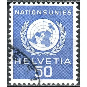 Poštovní známka (1959) MiNr. 30 O - Švýcarsko - OSN - OSN Emblém